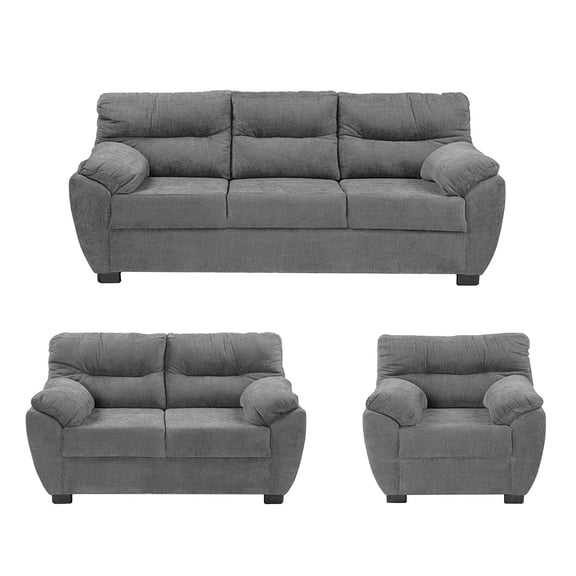 Sala 3-2-1 Dicasa Monza (Sofá, Love Seat y Sillón) Gris para Sala