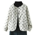 thumbnail image 2 of Pounoo Winter Coats for Women Chinese Style Buckle Linen Cotton Padded Coat Polka Dot Stand Collar Long Sleeve Warm Wadded Jacket Gift, 2 of 9