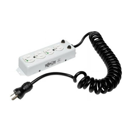 UPC: 0037332148834 | Tripp Lite Medical-Grade Power Strip; 4 Hospital-Grade Outlets 3 ft. Extendable Coiled Cord For Patient-Care Vicinity – UL 1363A (PS-410-HG-OEMCC)