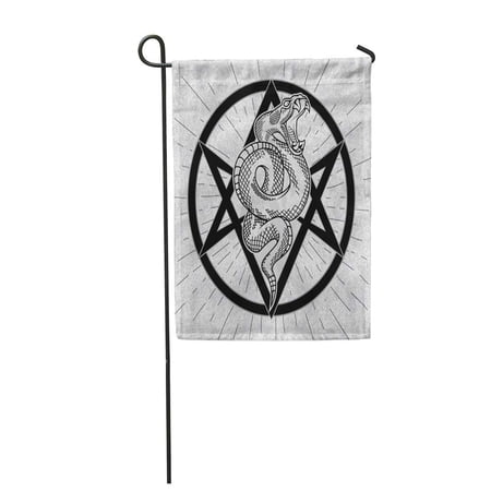 SIDONKU Viper Snake in Thelema Hexagram Outline Technique Star Rays Garden Flag Decorative Flag House Banner 28x40 inch