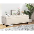 thumbnail image 4 of Haverchair 51" Ottoman Storage Benches, 30 Gallons End of Bed Storage Bench, Large Rectangular Storage Ottoman, Button-Tufted Ottoman with Storage for Living Room Bedroom, Foot of Bed (Beige), 4 of 9