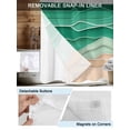 thumbnail image 3 of No Hook Cloth Fabric Shower Curtain with Snap in Liner, Geometric Green Waterproof Shower Curtains Set with See Through Top Window, Ocean Wave Stripes Modern Abstract Beach Bath Curtains 48"x72", 3 of 6