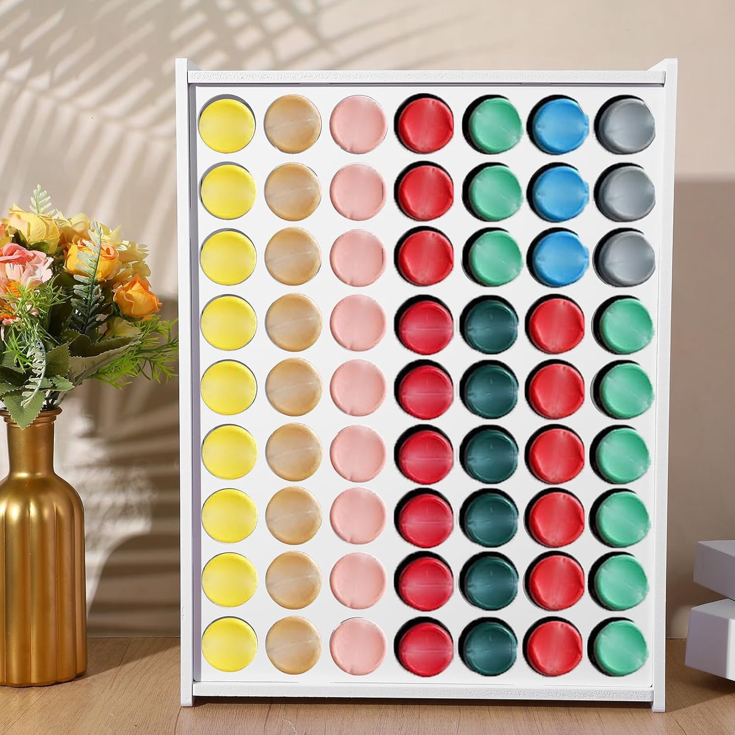 Paint Organizer, 63 Holes Acrylic Paint Organizer, Craft Storage and Apple Barrel Vertical Storage, for 2oz Craft Paints, Wall-Mounted