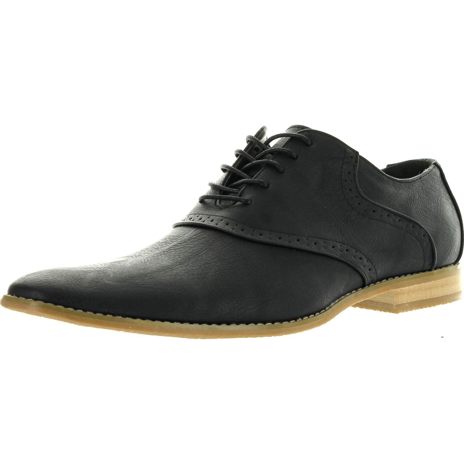 Ferro Aldo Mens 19393LE Two Tone Black Brown Lace Up Almond Toe Oxfords Dress Shoes 7.5 Black