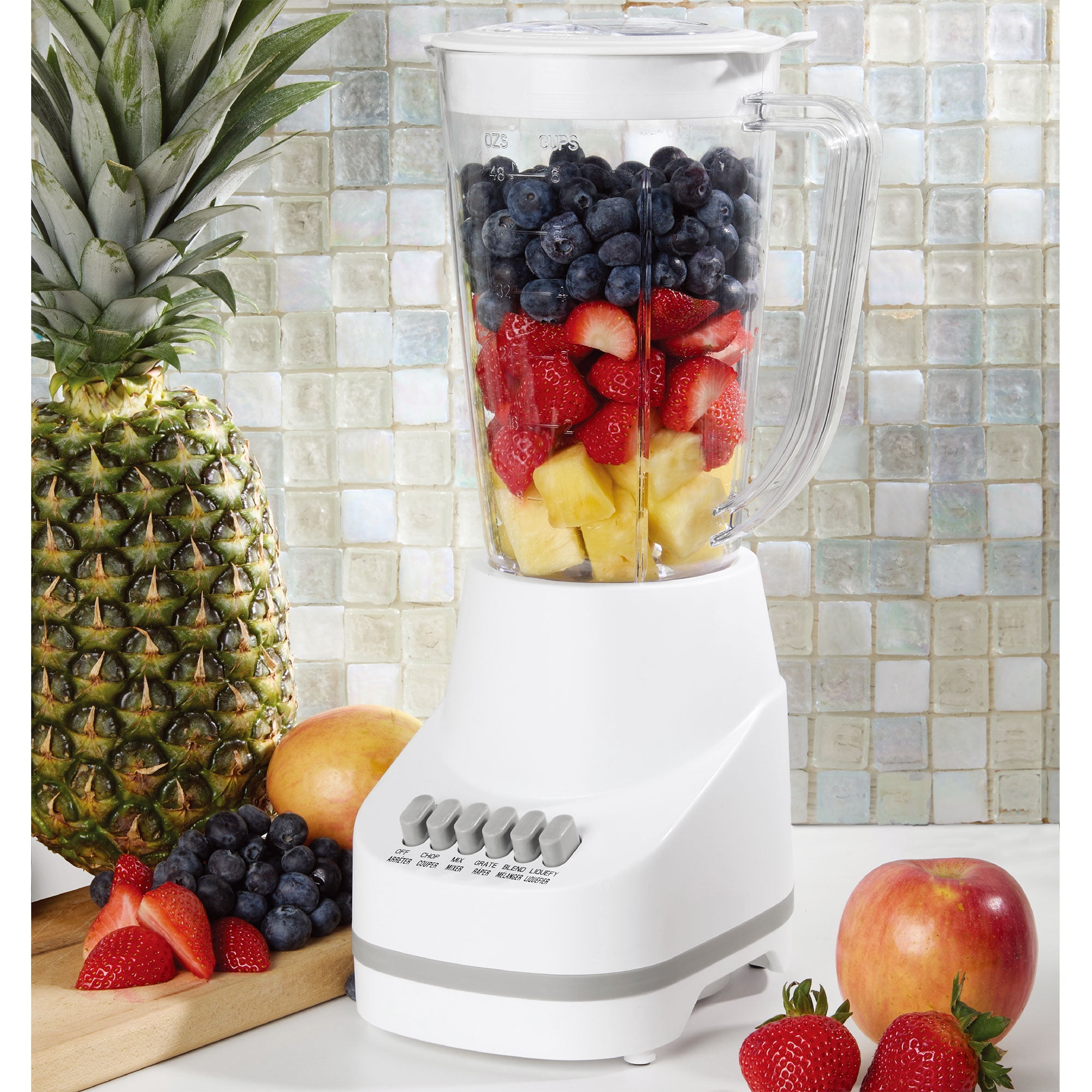 Mainstays 6 Speed Blender with 48 Ounce Jar with Stainless Steel Blade,White