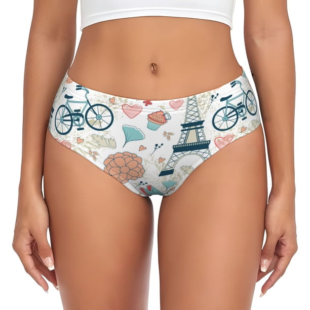Fotbe Eiffel Tower Calzones Estampados para Mujer – Ropa Interior de Algodón, Cómoda, Suave y Elástica-Large