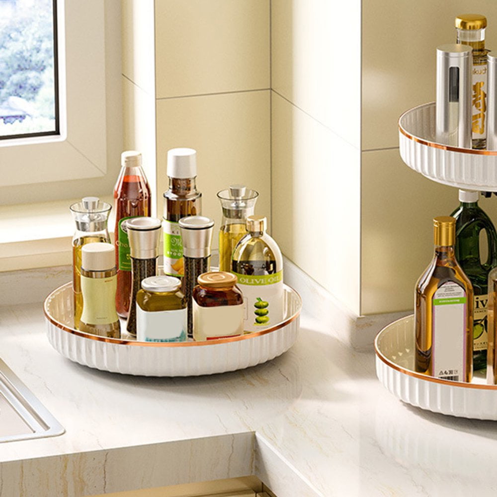 Étagère De Rangement Rotative TRAHOO - Blanc - Cuisine - Antidérapant