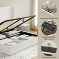 Jocisland Queen Bed Frame with Lift Up Storage and Linen Upholstered/Wingback Headboard/White