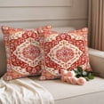 thumbnail image 2 of Burnt Orange Boho Outdoor Waterproof Pillow Covers, Ethnic Geometric Southwest Decorative Square Throw Pillowcase Sofa Cushion Sham for Patio/Couch/Chair, 18"x18" 2 Pack, 2 of 8