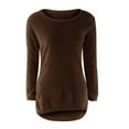 thumbnail image 4 of RMGVDSD Sweater For Women Lightweight Soft Long Sleeve Crewneck Pullovers Sweater Loose Fuzzy Sweater Solid Color Soft Pullover Sweater Top /Brown, 4 of 6