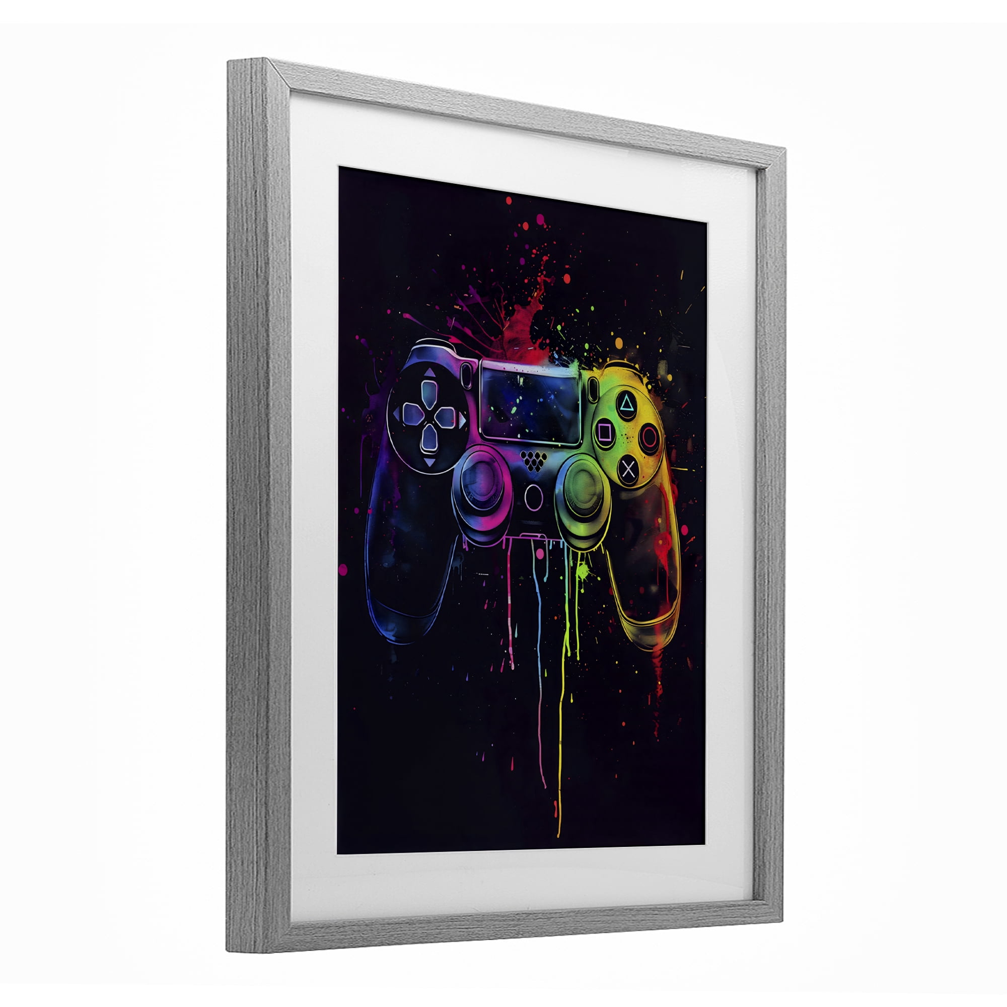 Stupell Industries Rainbow Glow Gaming Controller Gray Framed Print Under Glass, design by Creative Studio