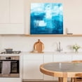 thumbnail image 5 of Framed Canvas Wall Art for Living Room Abstract Oil Painting Wall Decor, Aqua Blue Aesthetic Paintings for Bedroom Office Kitchen Bathroom, Ready to Hang Artwork Wall Pictures 8x8 Inch, 5 of 9