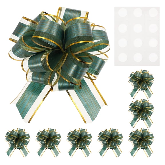 Uxcell 8 pack Bow for Gift Wrapping, 8.7" x 6.7" Wood Grain Ribbon Bows Dark Green