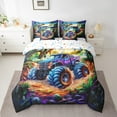 thumbnail image 2 of Erosebridal Truck Bed In A Bag With Sheets,Cartoon Dinosaur Bedding Set Cool Dino Car Queen Comforter Set 7 Piece Green Tropical Botanical Wildlife Sheet Set With Comforter, 2 of 5