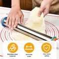 thumbnail image 6 of Rolling Pin and Silicone Baking Pastry Mat Set, Non-Stick Stainless Steel Dough Roller with Silicone Removable Rings, Kitchen Bake Tools for Pizza, Pie, Pastries, Pasta, Cookies, 6 of 7