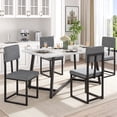 thumbnail image 2 of PORKISS 5 Piece Dining Table Set, Modern Faux Marble Tabletop and 4 Linen Upholstered Chairs, Rectangle Kitchen Table and Chairs for 4, White + Gray(Linen), 2 of 9