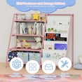 thumbnail image 6 of NACHES Metal Kid Bookshelf Toy Storage Organizer Montessori Baby Bookcase Small Toddler Book Rack Sling Children Display Shelf Boy Girl Living Bedroom Nursery Playroom Classroom Library (Pink), 6 of 9