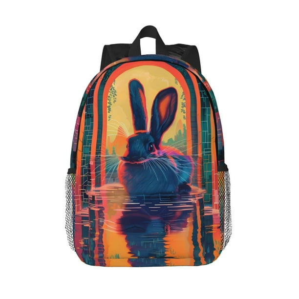 Easygdp Neon Rabbit In Archway Mochila Ligera de 15 Pulgadas para Estudiantes, Mochila Cómoda para la Escuela y Viajes, Correas Ajustables