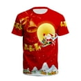 thumbnail image 1 of LUXUR T-shirt d'Été pour Femme à Col Rond Tee-Shirts Hauts de Noël Tunique Ample Haut Blouse à Manches Courtes Rouge 3TG, 1 of 2