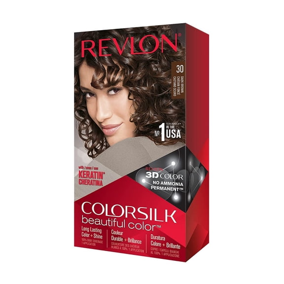 Revlon ColorSilk Hair Color, 30 Dark Brown 1 ea (Pack of 5)