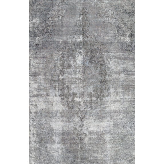 Ahgly Company Machine Washable Indoor Rectangle Traditional Grey Gray Area Rugs, 2' x 4'