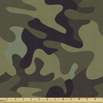 Ambesonne Khaki Fabric by the Yard Upholstery, Camouflage Motif Camo Stains, 5 Yards, Army Green Slate Brown