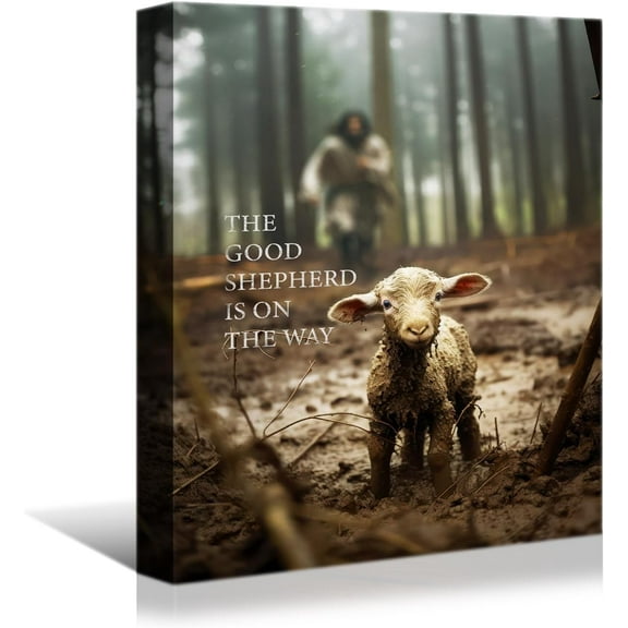 Aaroca Jesus and Lamb Canvas Wall Art Jesus Running After Lost Lamb Picture Wall Art Canvas Print Christian Home Decor