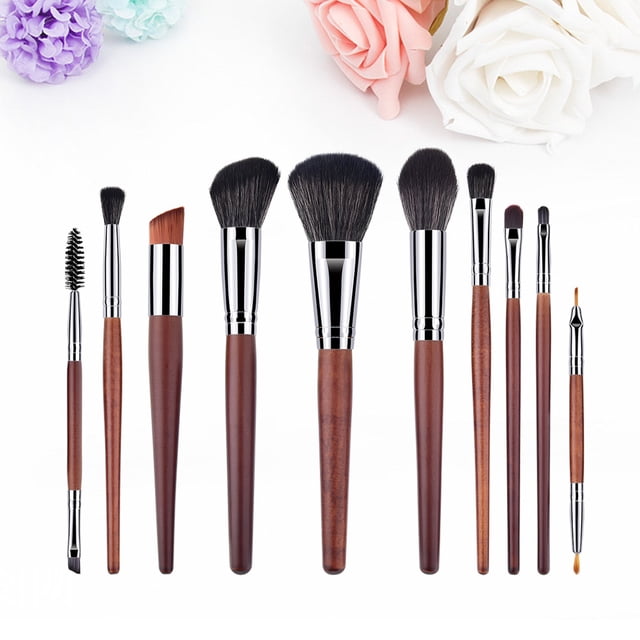 CHICHUMID Makeup Brush For Woman 10Pcs Set Nylon Wood Material Portable And Durable