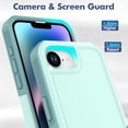 thumbnail image 3 of KOMI iPhone 16E Case: Dual Layer Protective Heavy Duty Cell Phone Cover Shockproof Rugged with HD Screen Protector - Military Protection Bumper Tough - Apple iPhone 16E / SE 2025 / SE4, Mint Green, 3 of 5