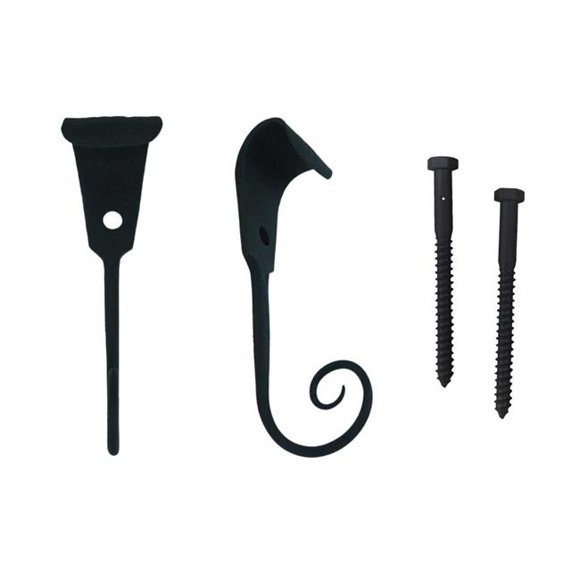 Wood Shutter Hardware 30-14-88266 Charleston Shutter Dog with Lag Bolt, Black - Set of 2