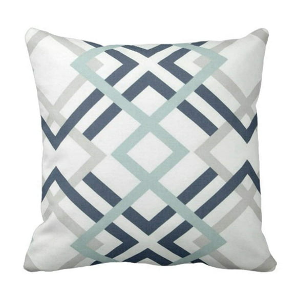 RYLABLUE Navy Blue and Aqua Graphic Art Pillowcase Throw Pillow Cover 20x20 inches