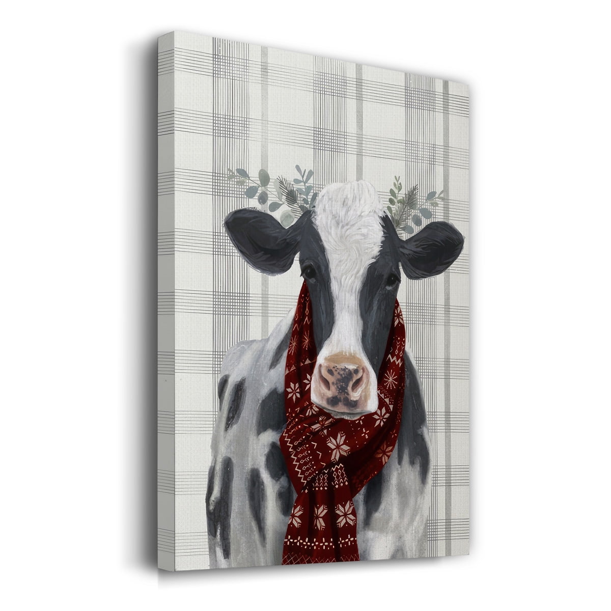 Yuletide Cow I- Gallery Wrapped Canvas