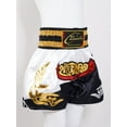 thumbnail image 6 of Sinleey Kids Boy Muay Thai Boxing Shorts Boxing Trunks Fight Training Shorts Grappling Martial Arts Black&White S/140, 6 of 8
