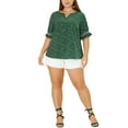 thumbnail image 3 of Unique Bargains Women's Plus Size Summer Outfits Pin Dots Floral Fashion Blouses, 3 of 7