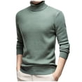 thumbnail image 1 of Styesk Mens Sweater Solid Color Pullover Sweater Cable Knit Turtleneck Sweater Comfy Soft Plush Oversized Sweater Casual Loose Sweaters with Ribbing Edge, 1 of 7