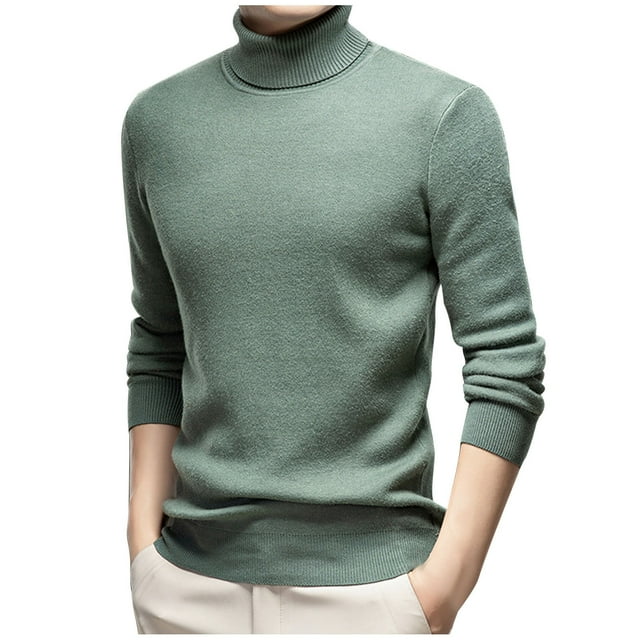 Styesk Mens Sweater Solid Color Pullover Sweater Cable Knit Turtleneck Sweater Comfy Soft Plush Oversized Sweater Casual Loose Sweaters with Ribbing Edge