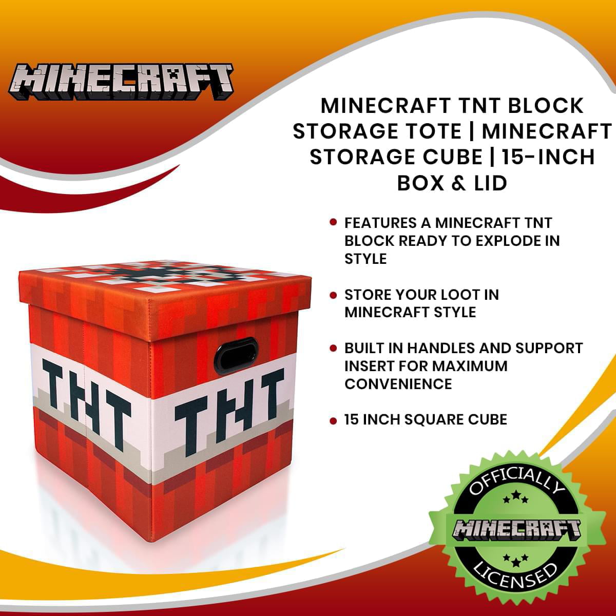Minecraft Storage Cube TNT Block from Minecraft Cubbies Storage Cubes 15-Inch Square Bin with Lid Minecraft TNT Block Storage Cube Organizer Organization Cubes