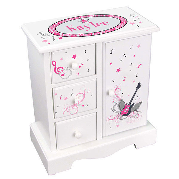 Personalized Armoire Jewelry Box in Pink and Ivory