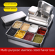 thumbnail image 1 of Caja de acero inoxidable 304 para condimentos, rectangular, comercial, con tapa, para muestras, para refrigerios y helados, 1 of 5