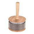 thumbnail image 1 of Wooden Cabasa Percussion Musical Instrument Metal Beaded Chain & Cylinder Pop Hand Shaker for Classroom Band Medium Size, 1 of 8