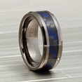 thumbnail image 3 of Metal Masters Mens Gunmetal Tungsten Carbide Ring Black Blue Carbon Fiber Inlay Wedding Band 8mm, 3 of 5