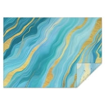 Blue and Gold Marble Shimmer Streaks Pattern Rectangle Tablecloth 60"x84",Waterproof Polyester Rectangle Table Cloth, Wipeable Spillproof Polyester Tablecloth for Dining, Camping, Indoor and Outdoor