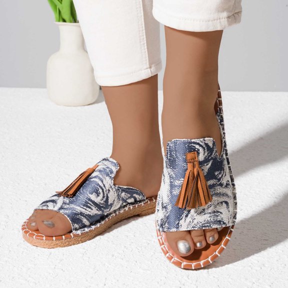 Wavsuf Womens Slippers Clearance Anti-slip Beach Casual Summer Blue Slippers Size 9