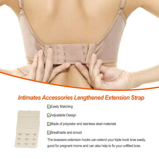 pitrice Extension Strap Bra Extenders 3 Rows 3 Hooks Women Accessories  Multicolor Lengthened Back Replacement Intimates Underwear light flesh