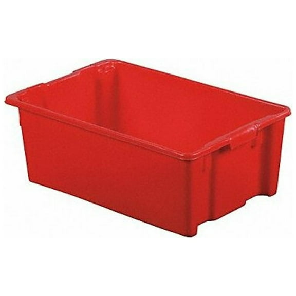 Hang & Stack Storage Bin, Plastic, Red, 10 1/2 in H, 18 3/4 in W, 28 1/2 in L