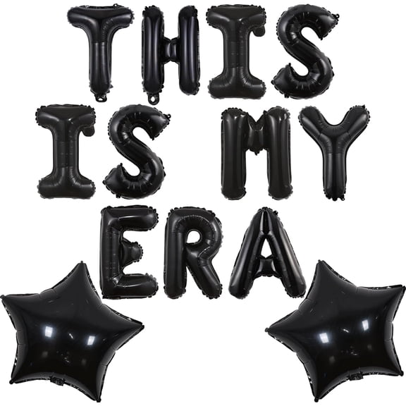 This Is My Era Birthday Decoration Black In My Era Balloon Banner It’s My Time Happy Birthday Banner Black Star Balloons for Funny 16th 17th 18th 21st 30th 40th Birthday Party Decorations