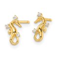thumbnail image 3 of FJC Finejewelers 14 kt Yellow Gold Button Polished CZ Seahorse Post Earrings 9 mm x 5 mm, 3 of 5