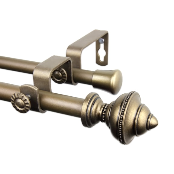 Home Window Palace Double Curtain Rod 48-84 inch - Antique Gold