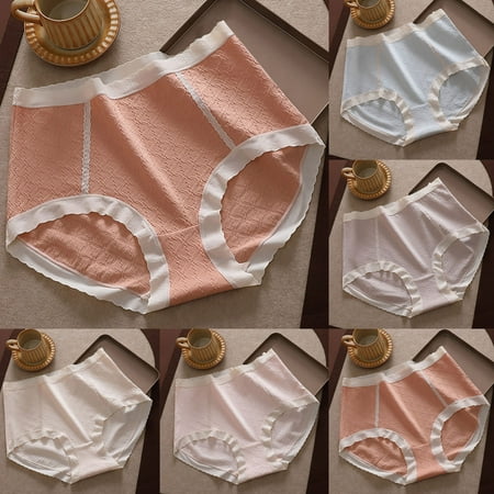 Kmdttou Cotton Underwear for Women s Solid Color Plus Size High Waist Cotton Pear Shaped Figure Enlarged Underwear (Available in Plus Size)