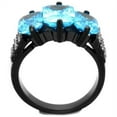 thumbnail image 3 of Womens Black Aquamarine Ring Anillo Para Mujer Stainless Steel Ring with AAA Grade CZ in Sea Blue Trento, 3 of 4